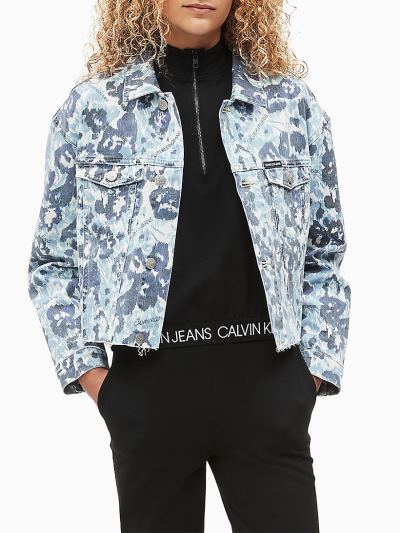 Calvin Klein Ruhák HU063348 | Calvin Klein Printed Lány Farmerkabát Virágos Kék